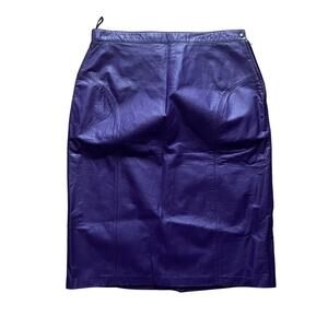 Sue Brett Women's Vintage 100% Leather Purple Pencil Skirt Size H6/ US 16